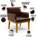 Kit 3 Poltronas Decorativas Para Sala De Estar E Recepção Beatriz W01 Couríssimo Marrom - Lyam Decor