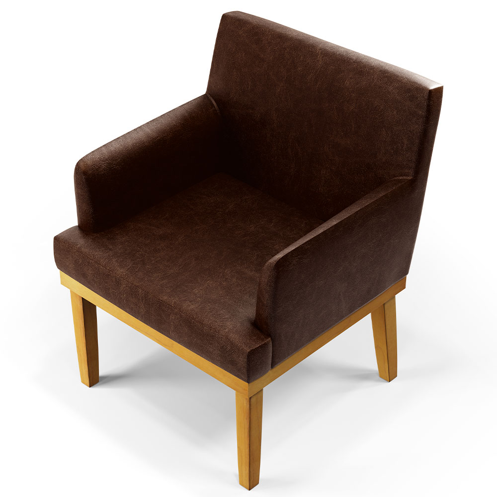 Kit 3 Poltronas Decorativas Para Sala De Estar E Recepção Beatriz W01 Couríssimo Marrom - Lyam Decor