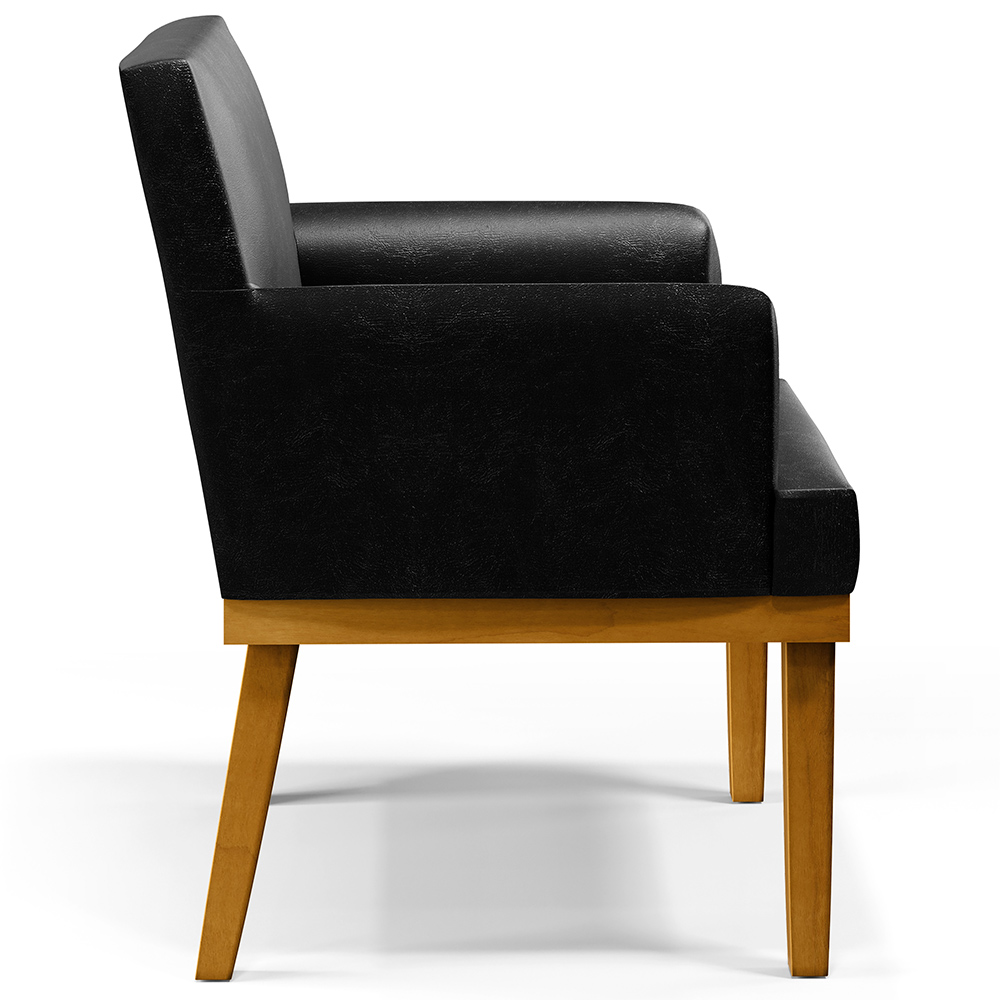 Kit 3 Poltronas Decorativas Para Sala De Estar E Recepção Beatriz W01 Couríssimo Preto - Lyam Decor