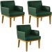 Kit 3 Poltronas Decorativas Para Sala De Estar E Recepção Beatriz W01 Facto Verde Musgo - Lyam Decor