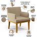 Kit 3 Poltronas Decorativas Para Sala de Estar e Recepção Beatriz W01 Linho Bege Escuro - Lyam Decor