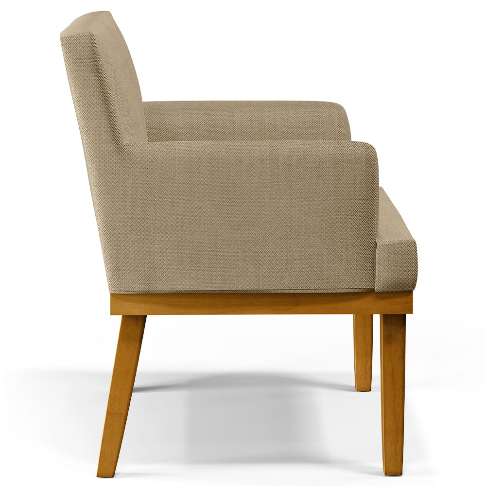 Kit 3 Poltronas Decorativas Para Sala de Estar e Recepção Beatriz W01 Linho Bege Escuro - Lyam Decor
