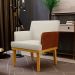 Kit 3 Poltronas Decorativas Sala De Estar Beatriz W01 Linho Champagne Couríssimo Camel - Lyam Decor