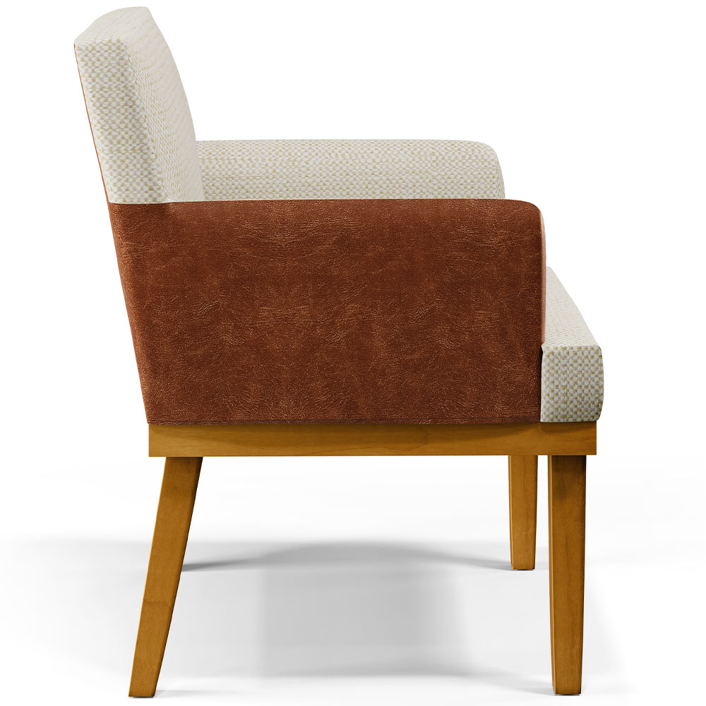 Kit 3 Poltronas Decorativas Sala De Estar Beatriz W01 Linho Champagne Couríssimo Camel - Lyam Decor