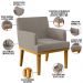 Kit 3 Poltronas Decorativas Sala De Estar E Recepção Base Mel Beatriz W01 Bouclê Bege - Lyam Decor