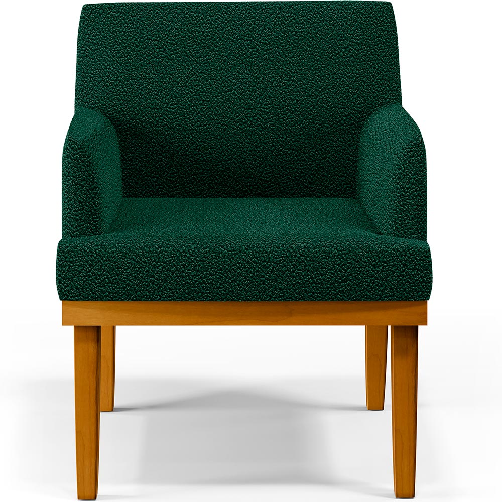 Kit 3 Poltronas Decorativas Sala De Estar E Recepção Base Mel Beatriz W01 Bouclê Verde - Lyam Decor
