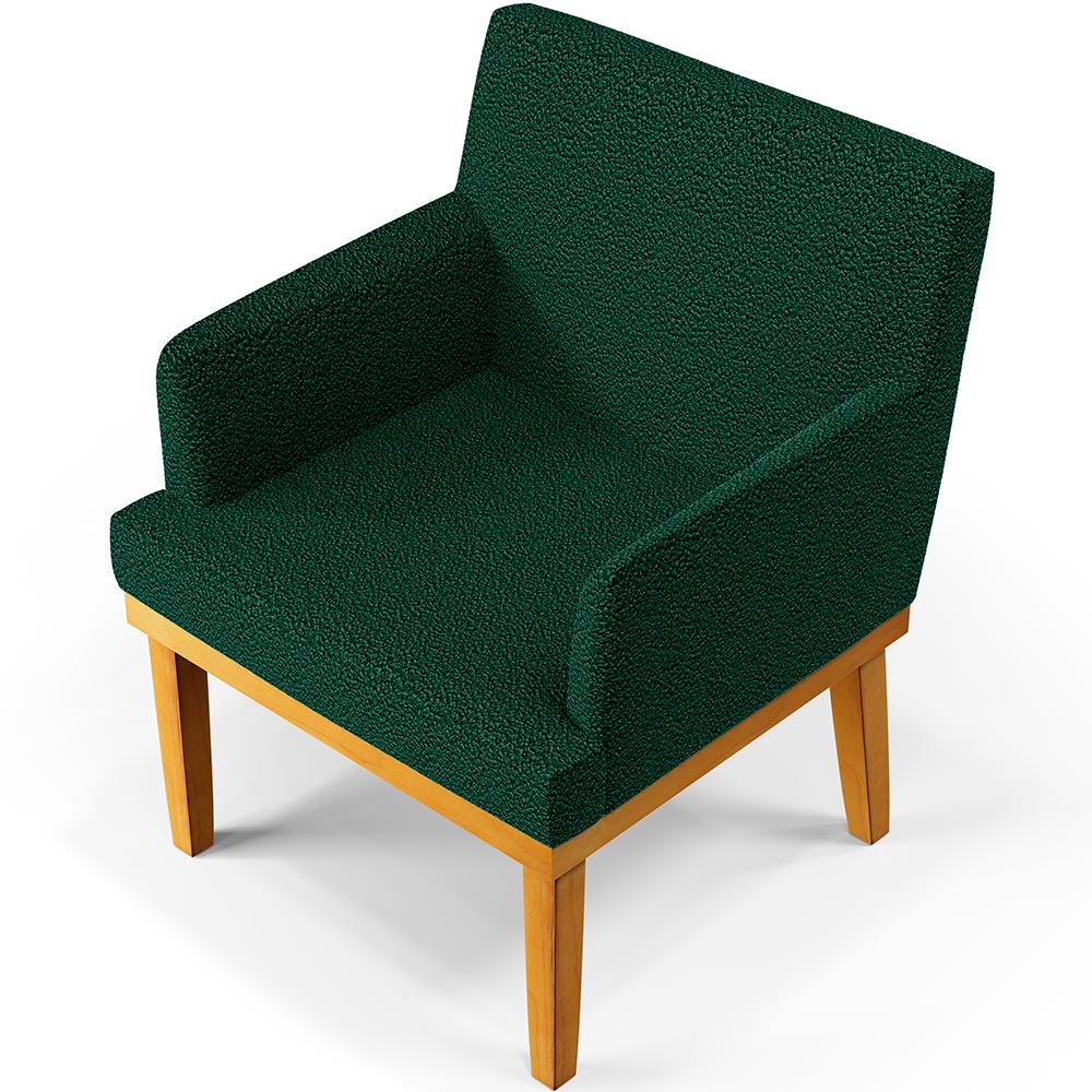 Kit 3 Poltronas Decorativas Sala De Estar E Recepção Base Mel Beatriz W01 Bouclê Verde - Lyam Decor