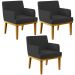 Kit 3 Poltronas Decorativas Sala De Estar E Recepção Beatriz W01 Bouclê Preto - Lyam Decor