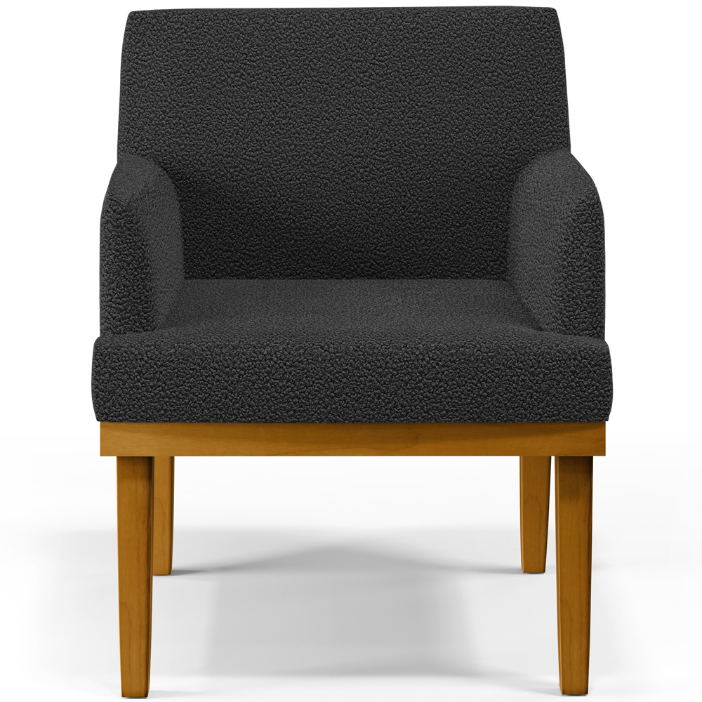 Kit 3 Poltronas Decorativas Sala De Estar E Recepção Beatriz W01 Bouclê Preto - Lyam Decor