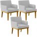 Kit 3 Poltronas Decorativas Sala De Estar Recepção Base Mel Beatriz W01 Bouclê Cinza - Lyam Decor
