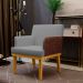 Kit 3 Poltronas Decorativas Sala Estar Beatriz W01 Linho Cinza Escuro Couríssimo Marrom - Lyam Decor