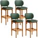 Kit 4 Banquetas Alta Bar Cozinha Sala Jantar Fixa Betta L02 Imbuia Facto Verde Musgo - Lyam Decor