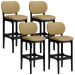 Kit 4 Banquetas Alta Bar Cozinha Sala Jantar Fixa Betta L02 Preto Couríssimo Casco Fendi - Lyam Decor