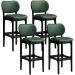 Kit 4 Banquetas Alta Bar Cozinha Sala Jantar Fixa Betta L02 Preto Facto Verde Musgo - Lyam Decor