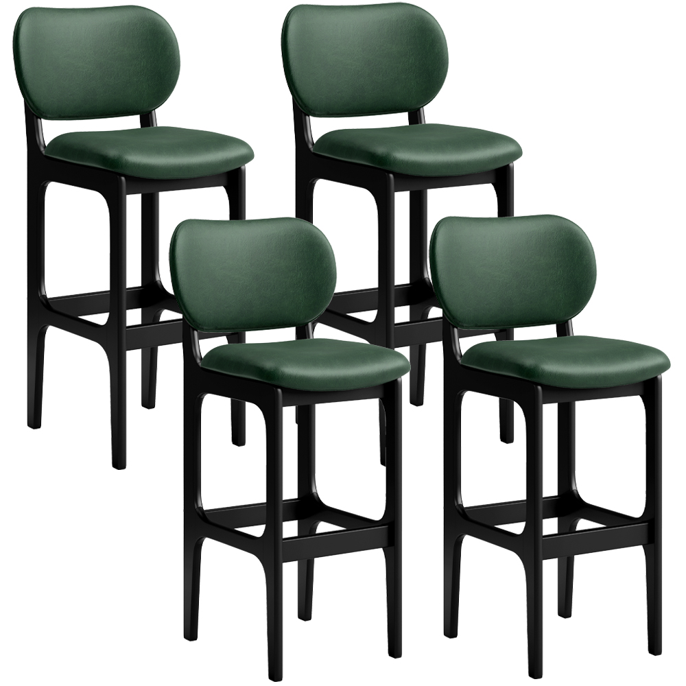 Kit 4 Banquetas Alta Bar Cozinha Sala Jantar Fixa Betta L02 Preto Facto Verde Musgo - Lyam Decor