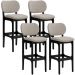 Kit 4 Banquetas Alta Bar Cozinha Sala Jantar Fixa Betta L02 Preto Linho Bege - Lyam Decor