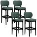 Kit 4 Banquetas Alta Bar Cozinha Sala Jantar Fixa Betta L02 Preto Linho Verde Musgo - Lyam Decor