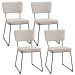 Kit 4 Cadeiras Decorativa Estofada Para Sala De Jantar Base Em Aço Allana L02 Linho Cru - Lyam Decor