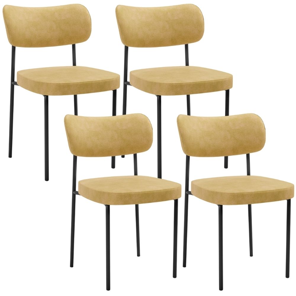 Kit 4 Cadeiras Decorativa Estofada Para Sala De Jantar Melina L02 Couríssimo Casco Fendi - Lyam Decor