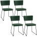 Kit 4 Cadeiras Decorativa Estofada Sala De Jantar Base Aço Allana L02 Facto Verde Musgo - Lyam Decor