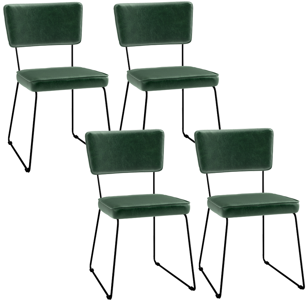 Kit 4 Cadeiras Decorativa Estofada Sala De Jantar Base Aço Allana L02 Facto Verde Musgo - Lyam Decor