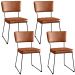 Kit 4 Cadeiras Decorativas Estofada Sala De Jantar Base Aço Allana L02 Couríssimo Camel - Lyam Decor