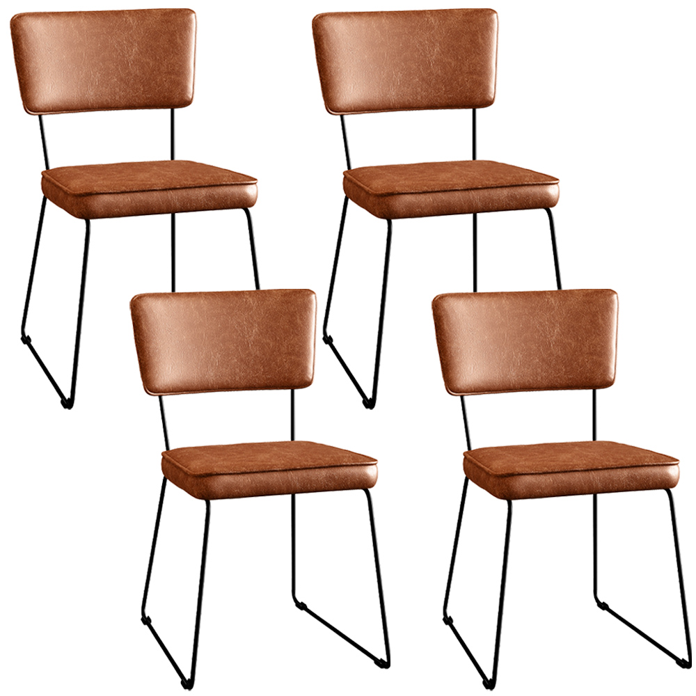 Kit 4 Cadeiras Decorativas Estofada Sala De Jantar Base Aço Allana L02 Couríssimo Camel - Lyam Decor