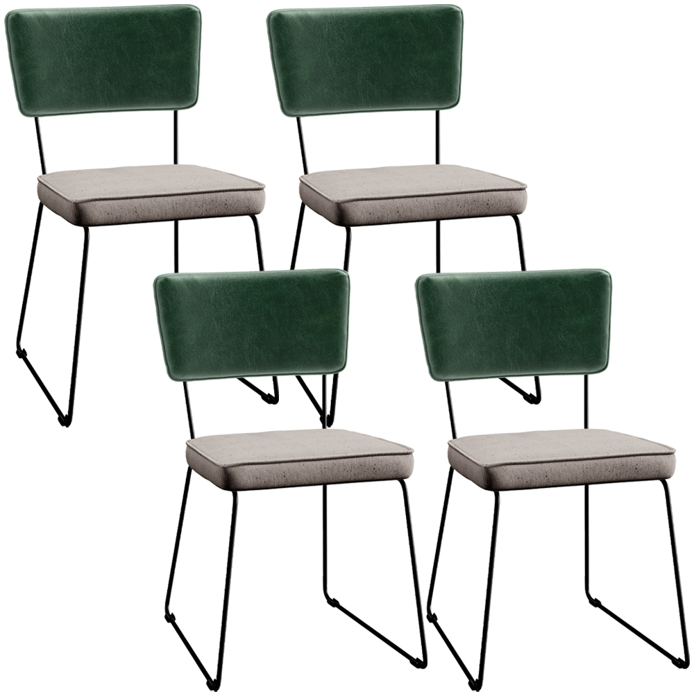 Kit 4 Cadeiras Decorativas Estofada Sala Jantar Allana L02 Facto Verde Musgo Linho Bege - Lyam Decor