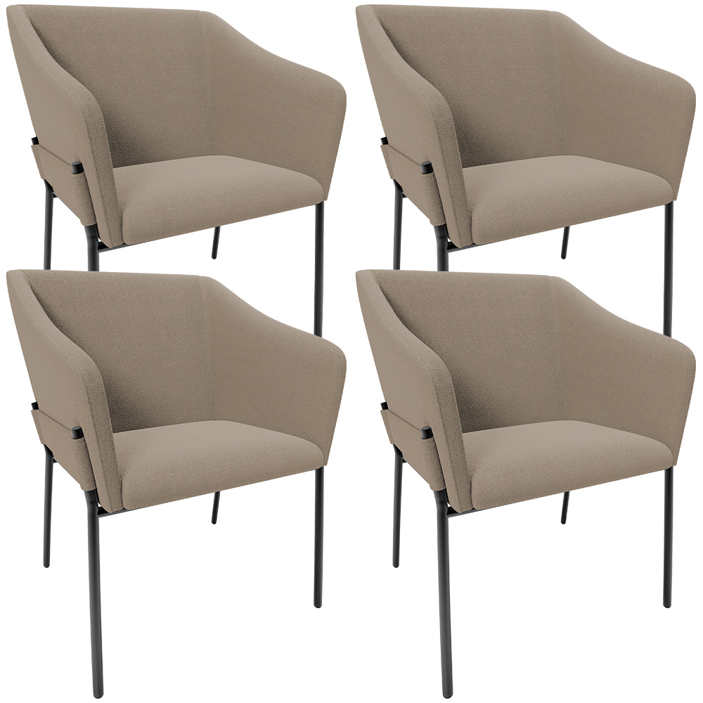 Kit 4 Cadeiras Para Sala de Jantar Estar Living Olívia L02 Bouclê Bege - Lyam Decor