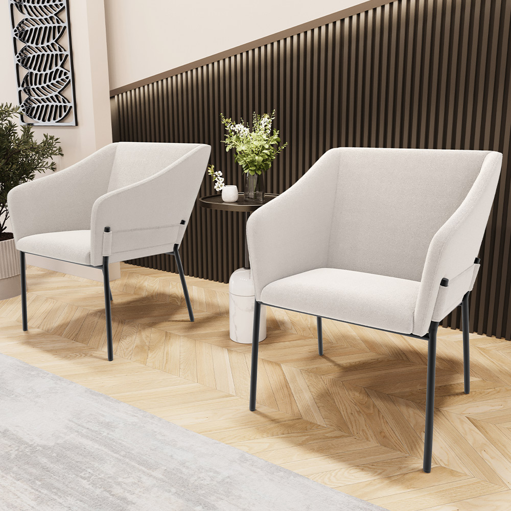 Kit 4 Cadeiras Para Sala de Jantar Estar Living Olívia L02 Bouclê Cru - Lyam Decor