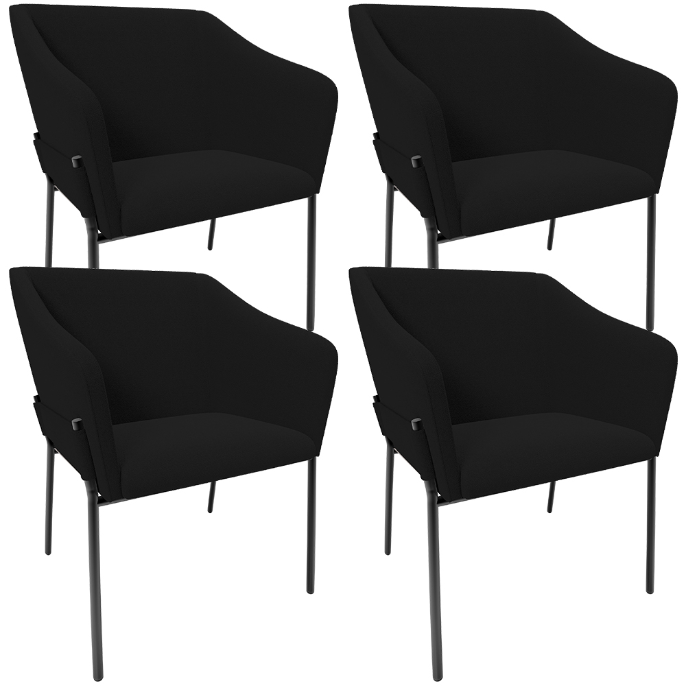Kit 4 Cadeiras Para Sala de Jantar Estar Living Olívia L02 Bouclê Preto - Lyam Decor