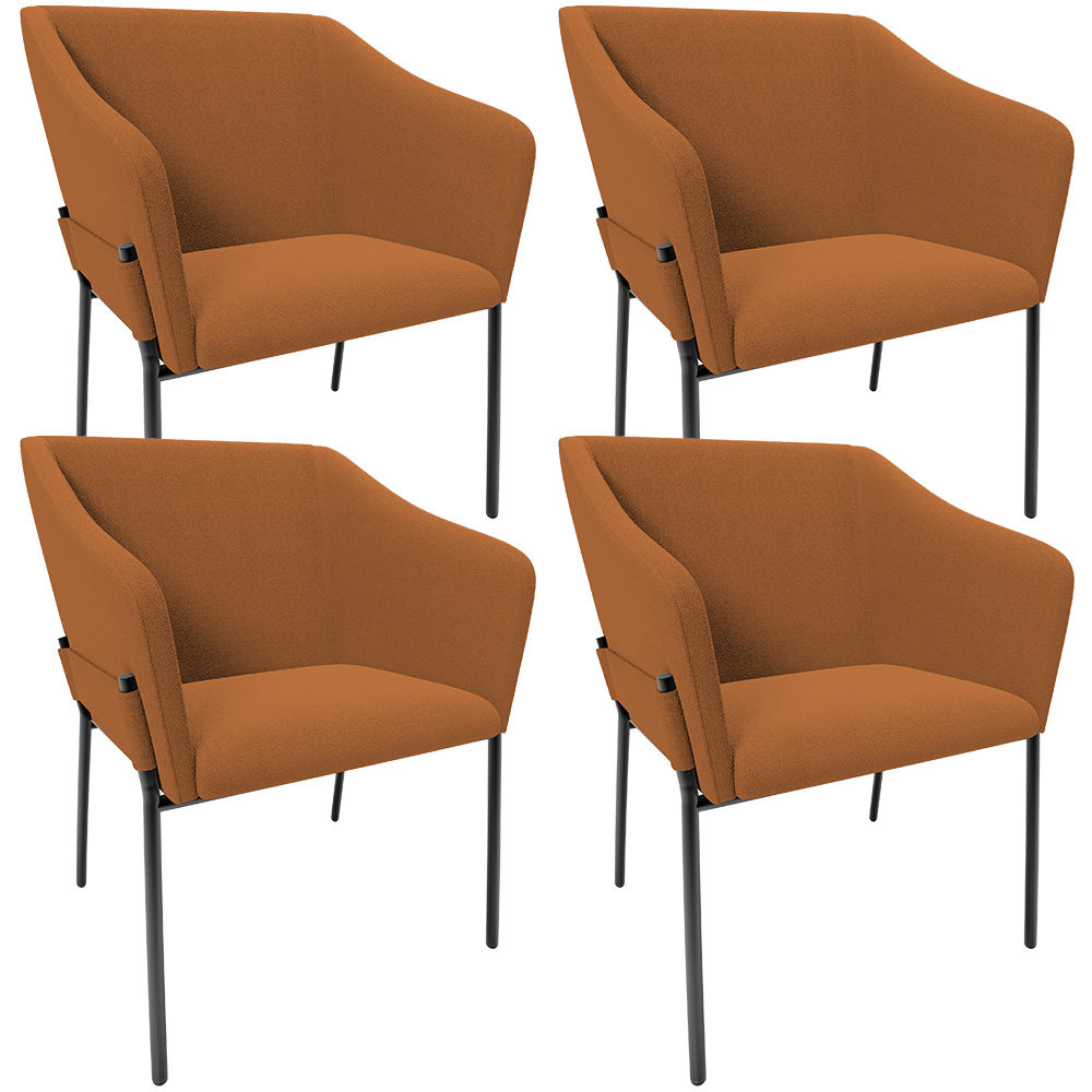 Kit 4 Cadeiras Para Sala de Jantar Estar Living Olívia L02 Bouclê Terracota - Lyam Decor