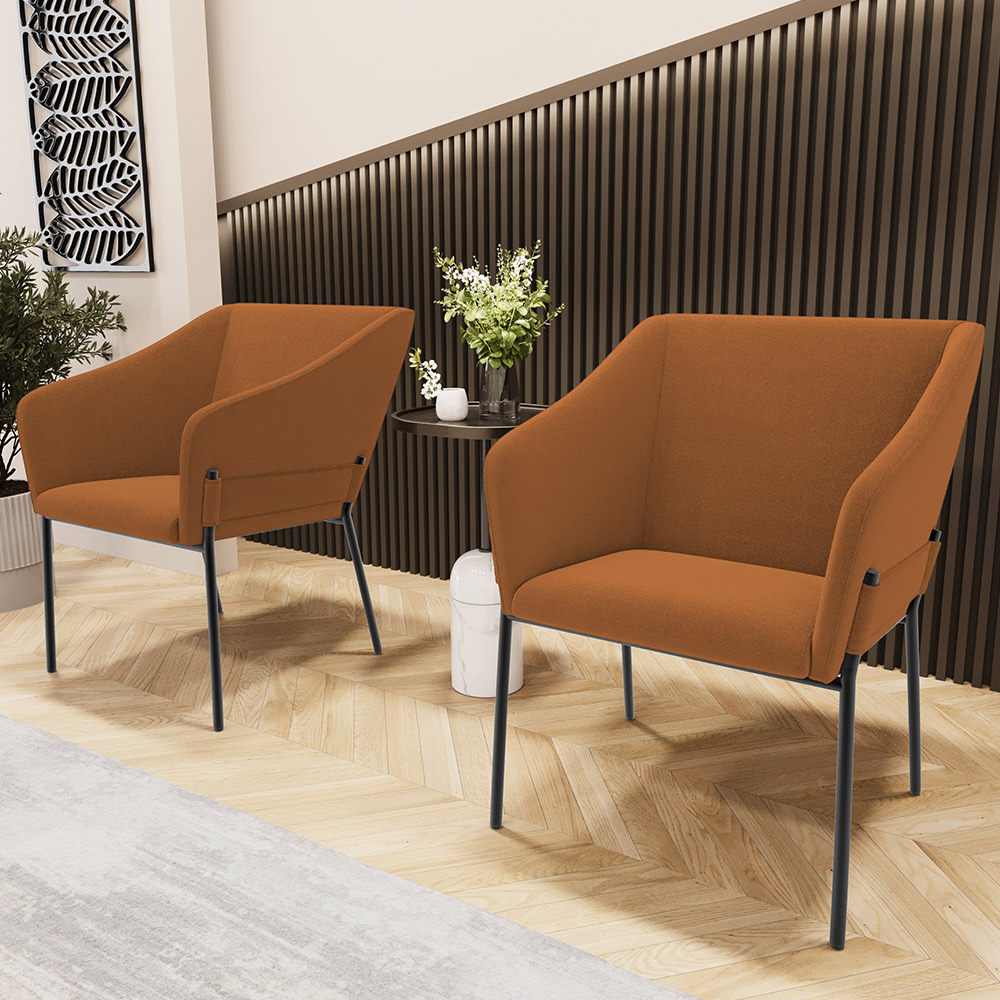 Kit 4 Cadeiras Para Sala de Jantar Estar Living Olívia L02 Bouclê Terracota - Lyam Decor