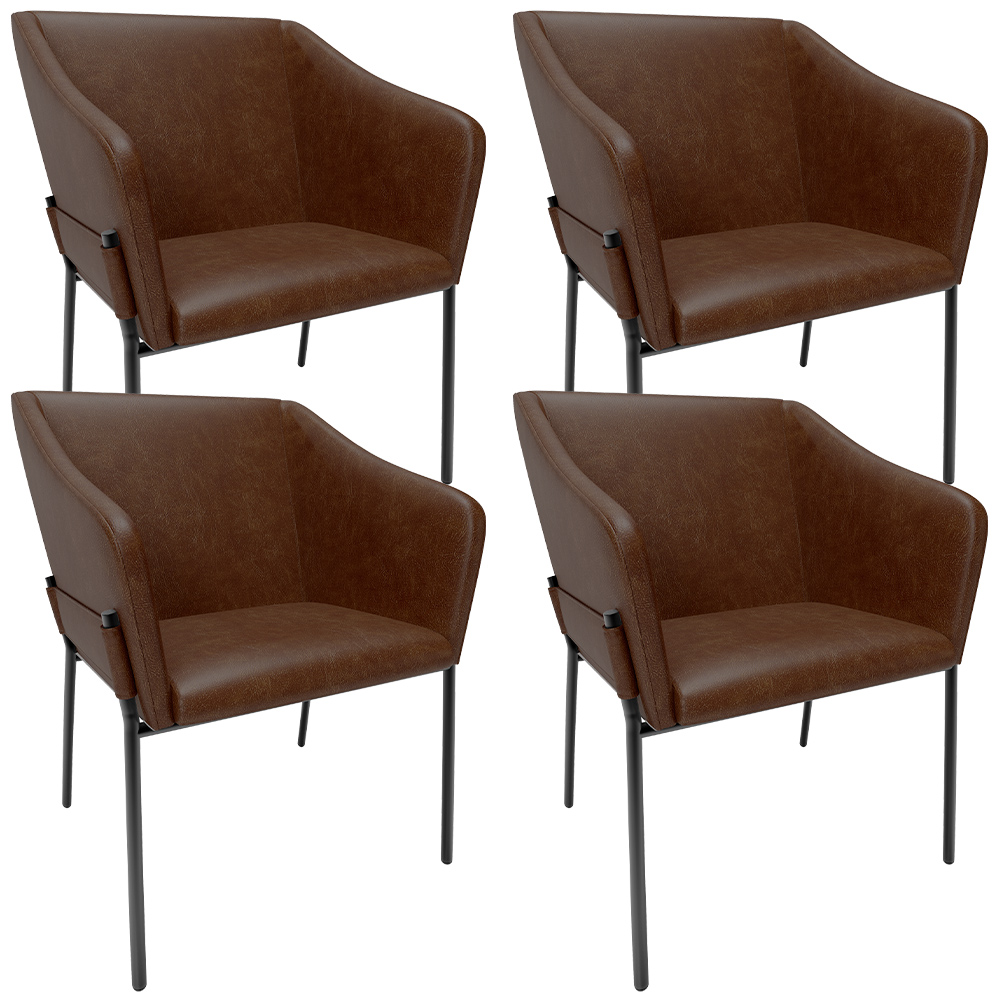 Kit 4 Cadeiras Para Sala de Jantar Estar Living Olívia L02 Couríssimo Marrom - Lyam Decor