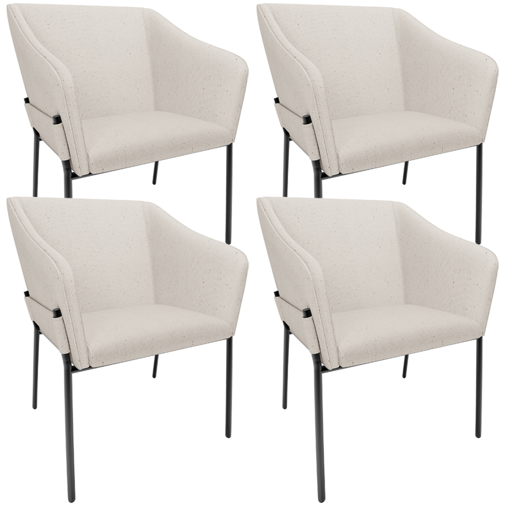 Kit 4 Cadeiras Para Sala de Jantar Estar Living Olívia L02 Linho Cru - Lyam Decor