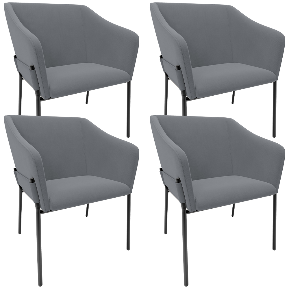 Kit 4 Cadeiras Para Sala de Jantar Estar Living Olívia L02 Suede Cinza - Lyam Decor