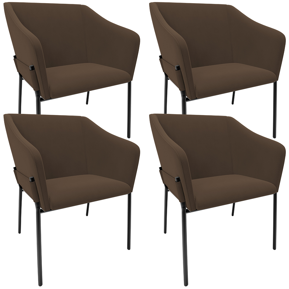 Kit 4 Cadeiras Para Sala de Jantar Estar Living Olívia L02 Suede Marrom - Lyam Decor