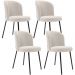 Kit 4 Cadeiras Sala de Jantar Estofada Gavi L02 Bouclê Cru - Lyam Decor