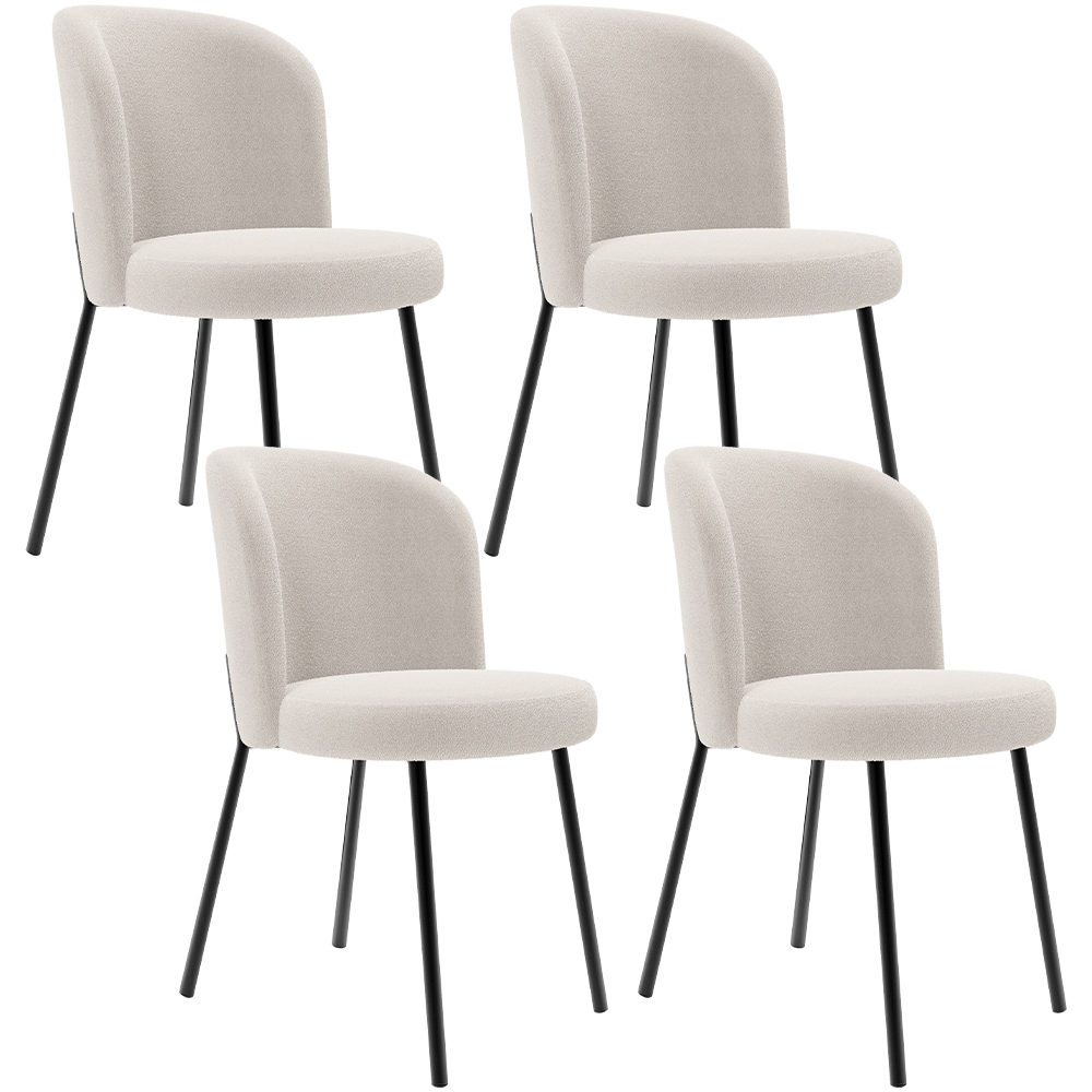 Kit 4 Cadeiras Sala de Jantar Estofada Gavi L02 Bouclê Cru - Lyam Decor