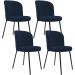 Kit 4 Cadeiras Sala de Jantar Estofada Gavi L02 Suede Azul Marinho - Lyam Decor