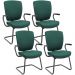 Kit 4 Cadeiras de Escritório Fixa Executiva Office Preto Slim Alta Flexi P03 Poliéster Verde - Lyam