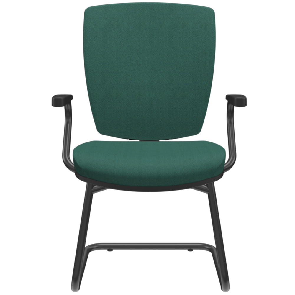 Kit 4 Cadeiras de Escritório Fixa Executiva Office Preto Slim Alta Flexi P03 Poliéster Verde - Lyam
