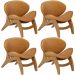 Kit 4 Poltronas Decorativa Orgânica Sala Living Kadosh L02 Couríssimo Canela - Lyam Decor