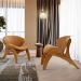 Kit 4 Poltronas Decorativa Orgânica Sala Living Kadosh L02 Couríssimo Canela - Lyam Decor