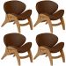 Kit 4 Poltronas Decorativa Orgânica Sala Living Kadosh L02 Couríssimo Marrom - Lyam Decor