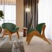 Kit 4 Poltronas Decorativa Orgânica Sala Living Kadosh L02 Couríssimo Verde Musgo - Lyam Decor