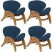 Kit 4 Poltronas Decorativa Orgânica Sala Living Kadosh L02 Suede Azul Marinho - Lyam Decor