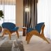 Kit 4 Poltronas Decorativa Orgânica Sala Living Kadosh L02 Suede Azul Marinho - Lyam Decor