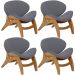 Kit 4 Poltronas Decorativa Orgânica Sala Living Kadosh L02 Suede Cinza - Lyam Decor