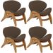 Kit 4 Poltronas Decorativa Orgânica Sala Living Kadosh L02 Suede Marrom - Lyam Decor